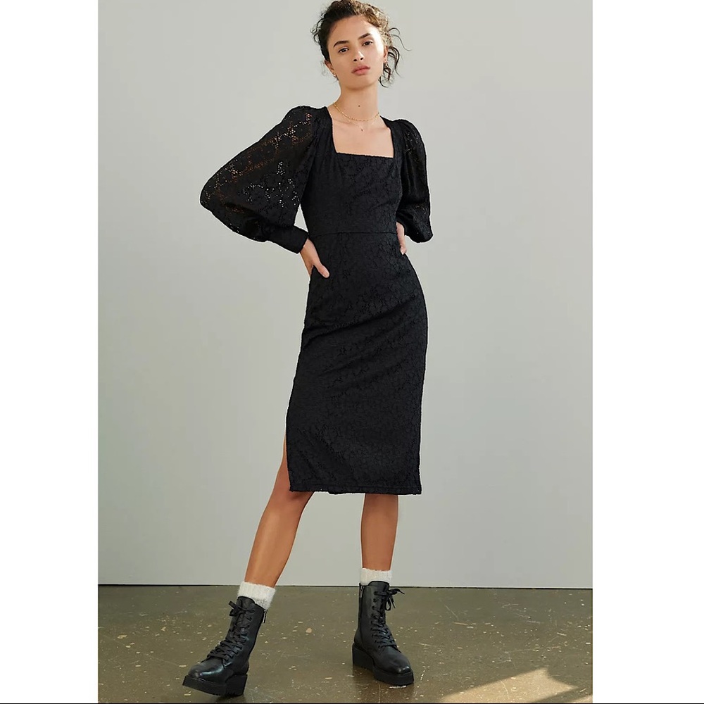 Anthropologie Hutch Dolly Lace Midi Dress Black L
